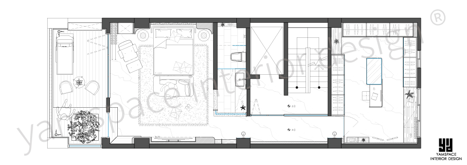 2房1衛的室內設計平面配置圖