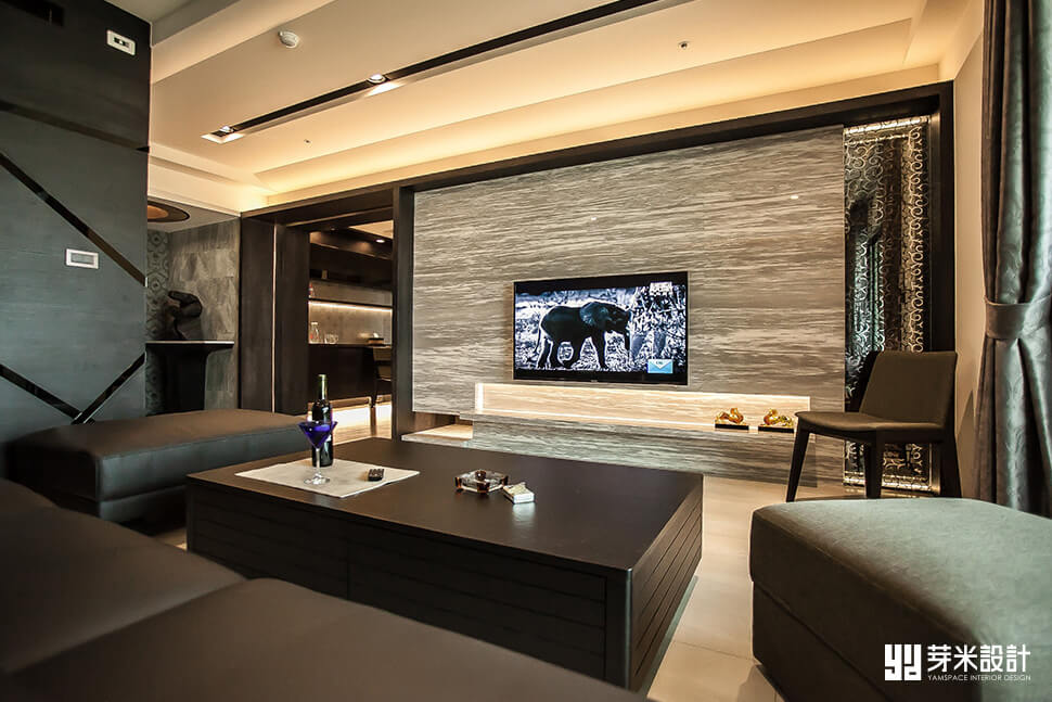 大理石材電視牆面-客廳空間設計