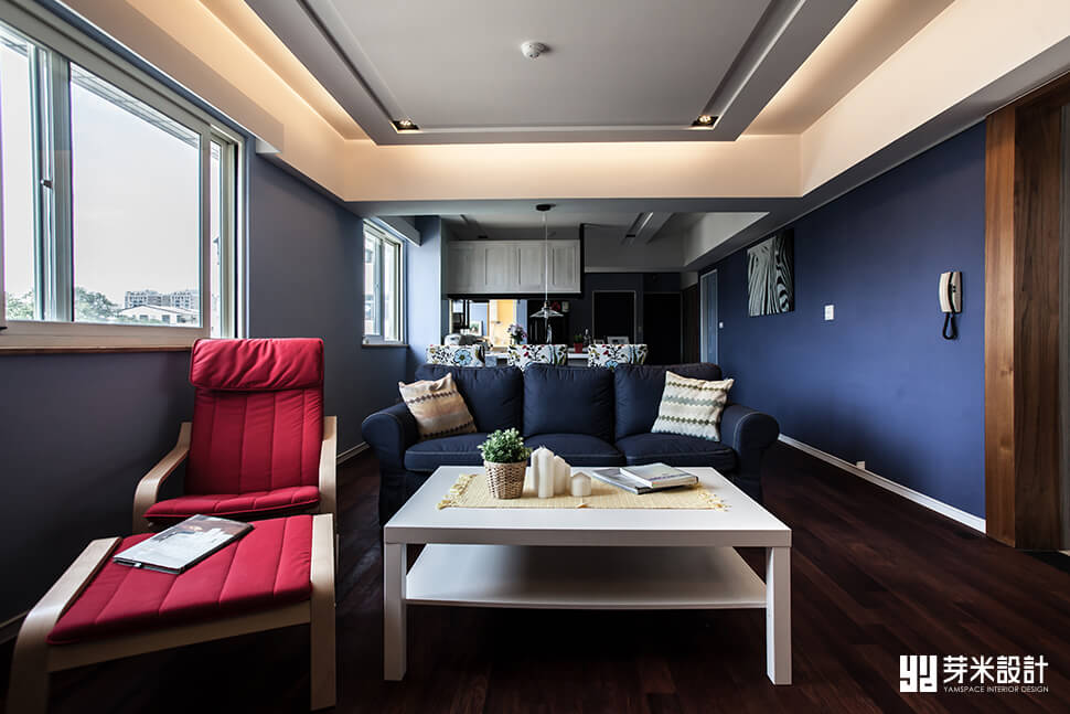 紅藍色系家具配色-美式室內設計