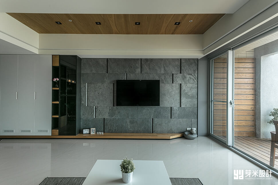 冷灰色系石材牆面-台中室內設計公司