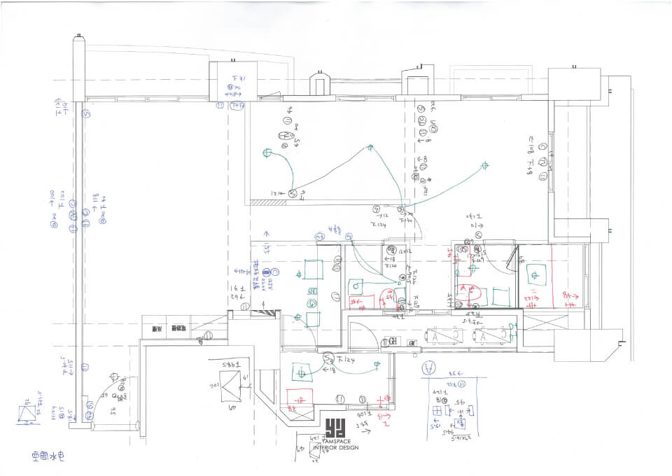 丈量後手繪稿件-台中室內設計推薦芽米設計