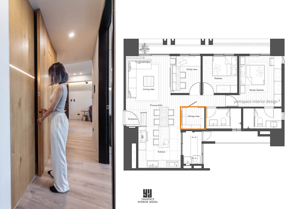 畸零角落另製輕隔間作為儲藏-芽米設計預售屋客變